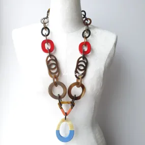 Breathtaking Trendy Necklace J18067, Made by Buffalo Horn and Lacquer