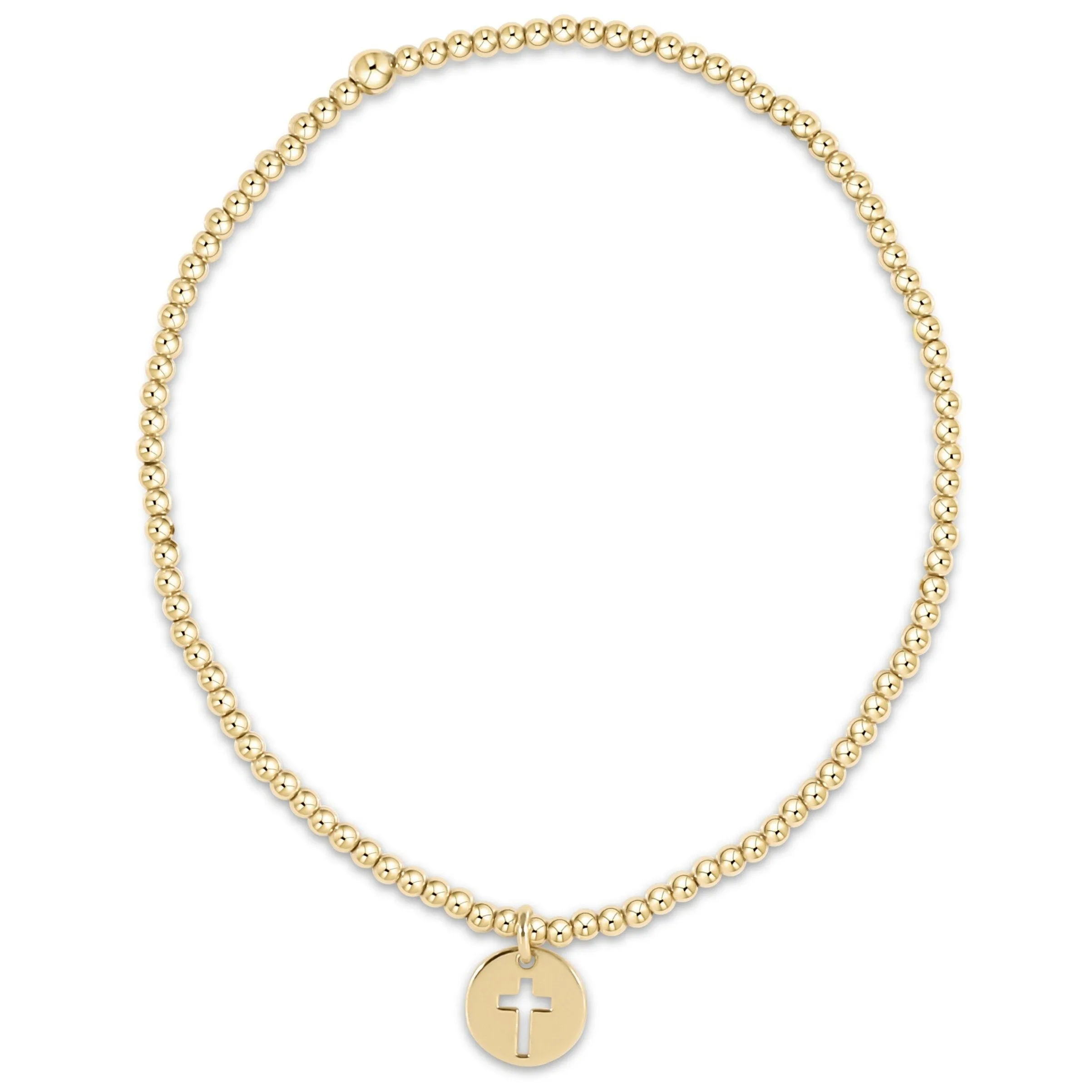 Classic Gold 2mm Bead Bracelet - Blessed Small Charm