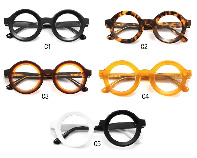 Cubojue Unisex Full Rim Round Acetate Reading Glasses 350697