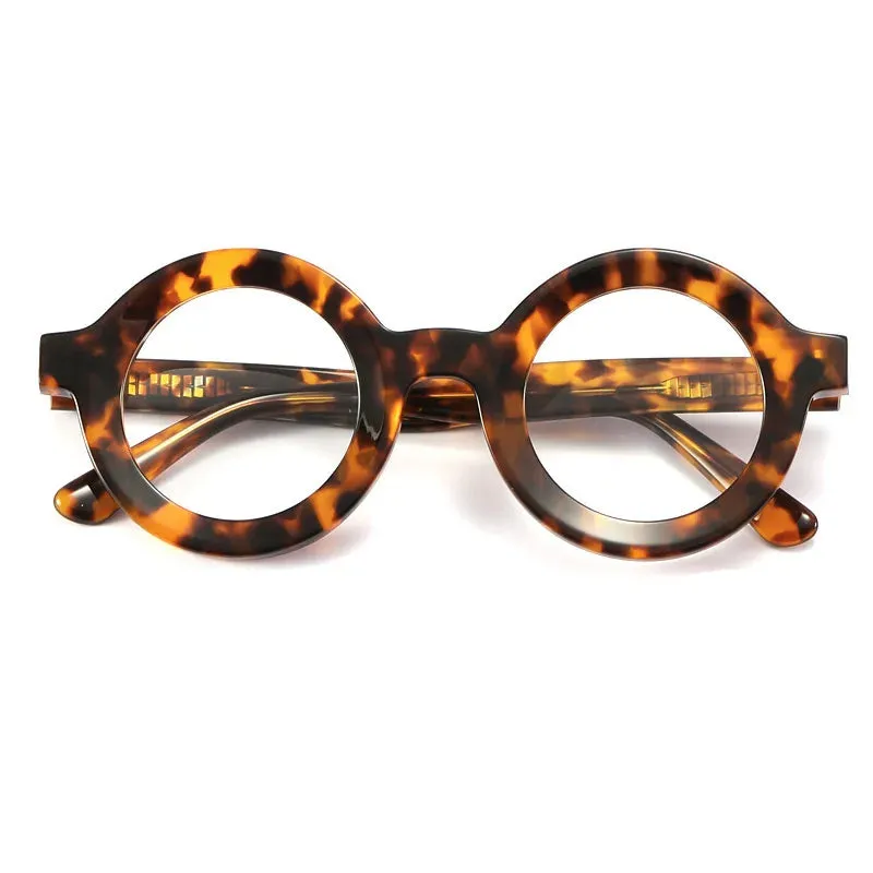 Cubojue Unisex Full Rim Round Acetate Reading Glasses 350697