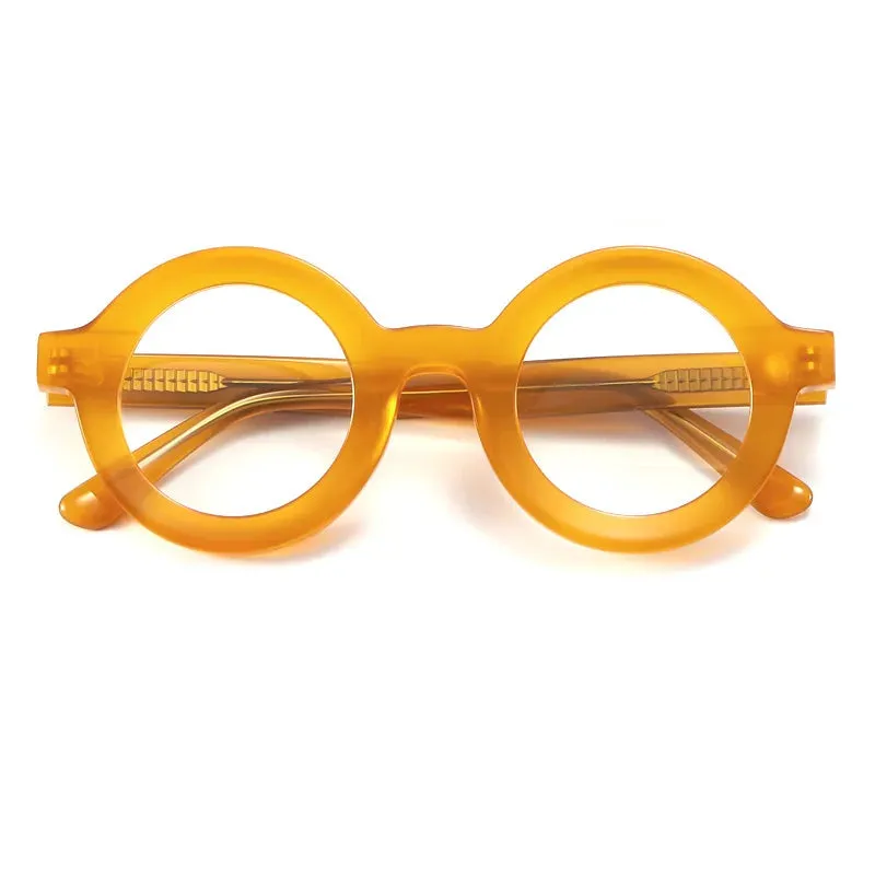 Cubojue Unisex Full Rim Round Acetate Reading Glasses 350697
