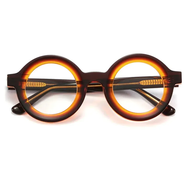Cubojue Unisex Full Rim Round Acetate Reading Glasses 350697