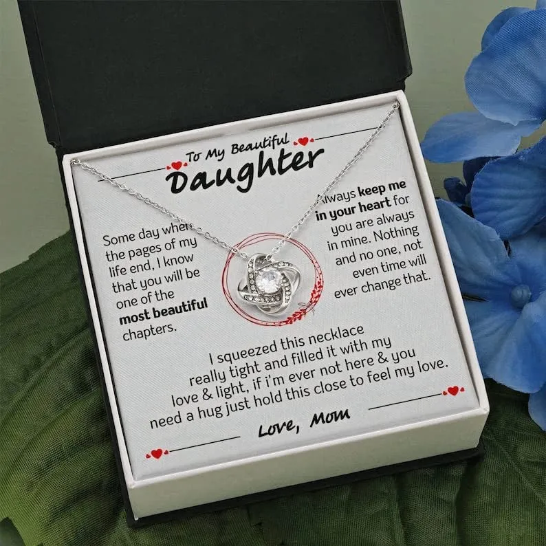 Gift For Daughter From Mom, Necklace For Daughters Daughter Necklaces From Mom With Jewelry To My Knot