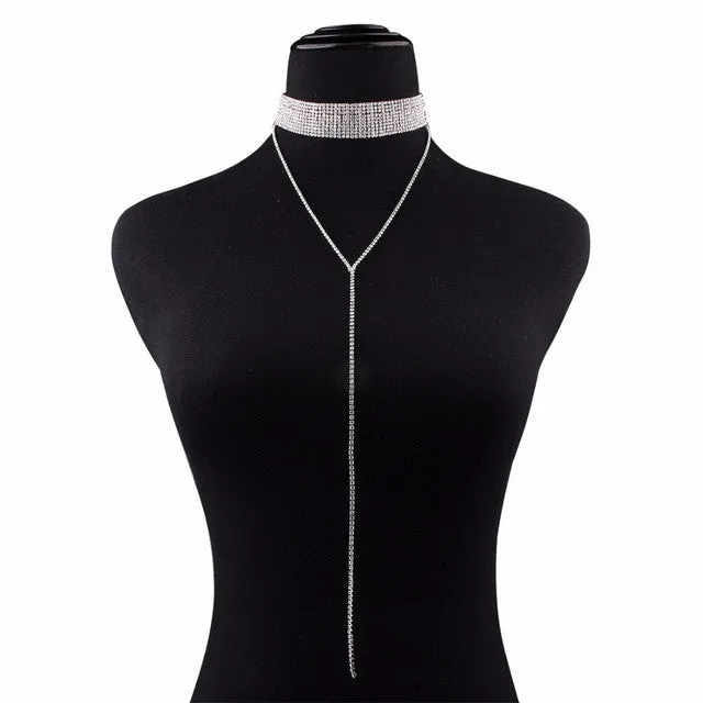 Glam glitz choker drop necklace