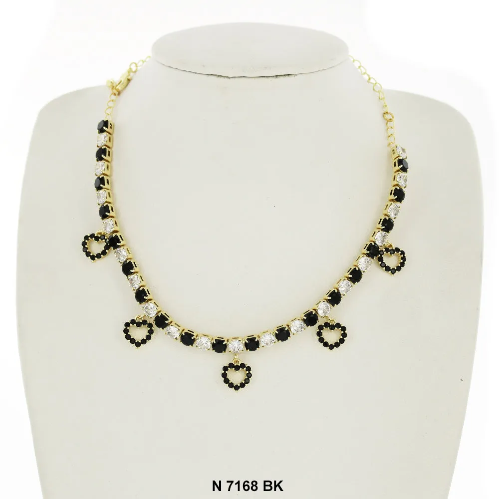 Heart Charms Choker Necklace N 7168 BK