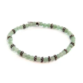 Mens Aventurine and Faceted Donut Beaded Bracelet