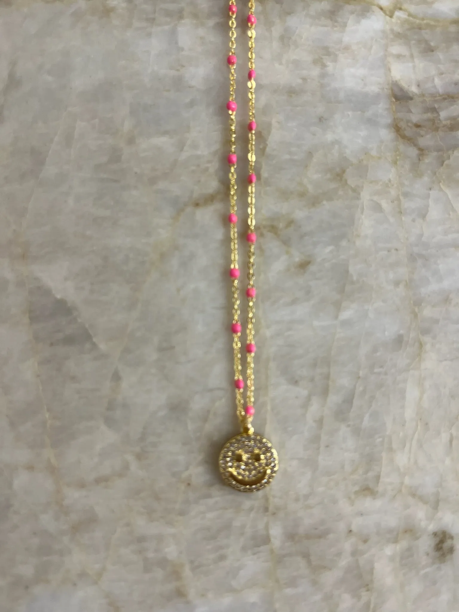 Pavé Smiley Enamel Chain