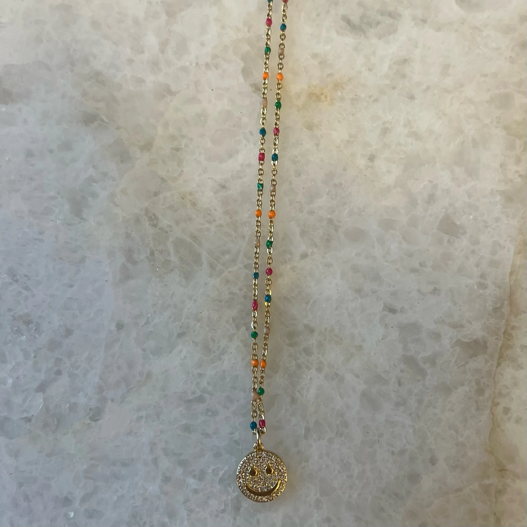 Pavé Smiley Enamel Chain