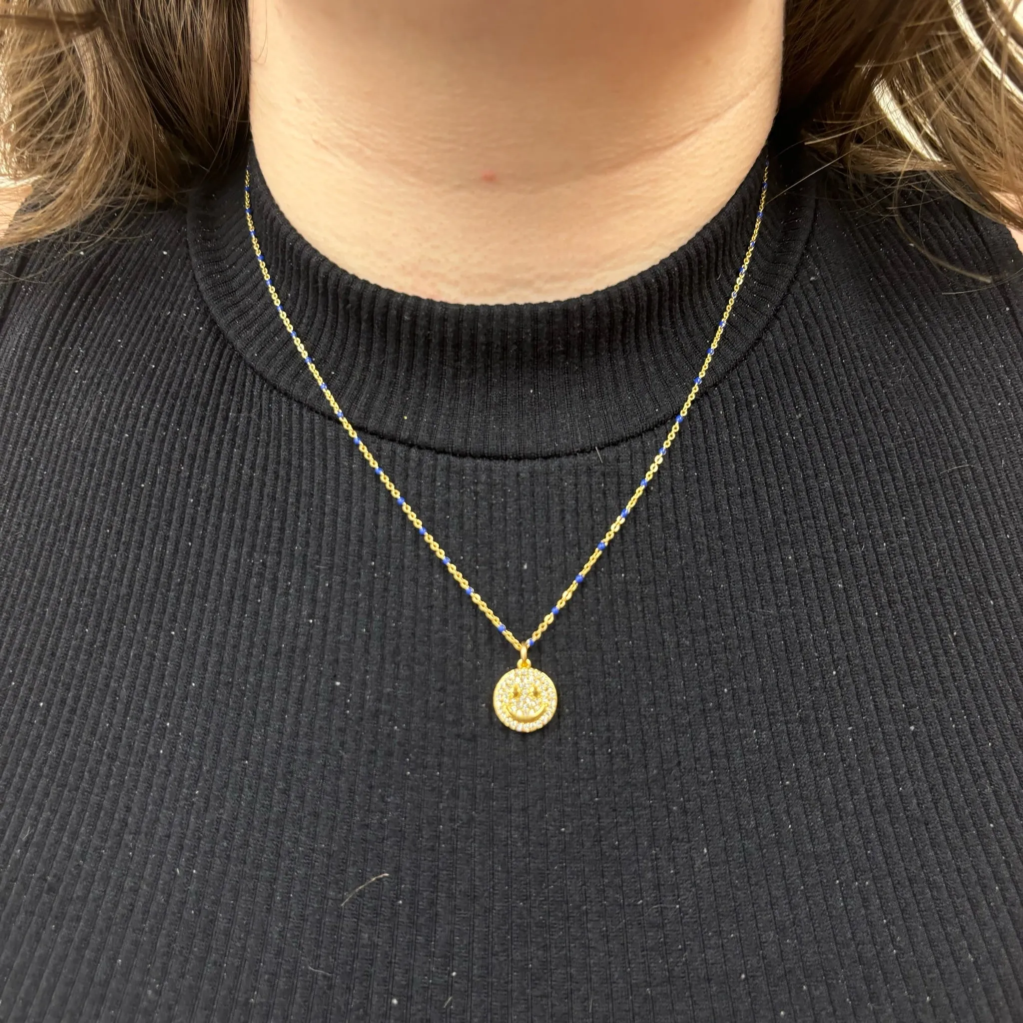 Pavé Smiley Enamel Chain
