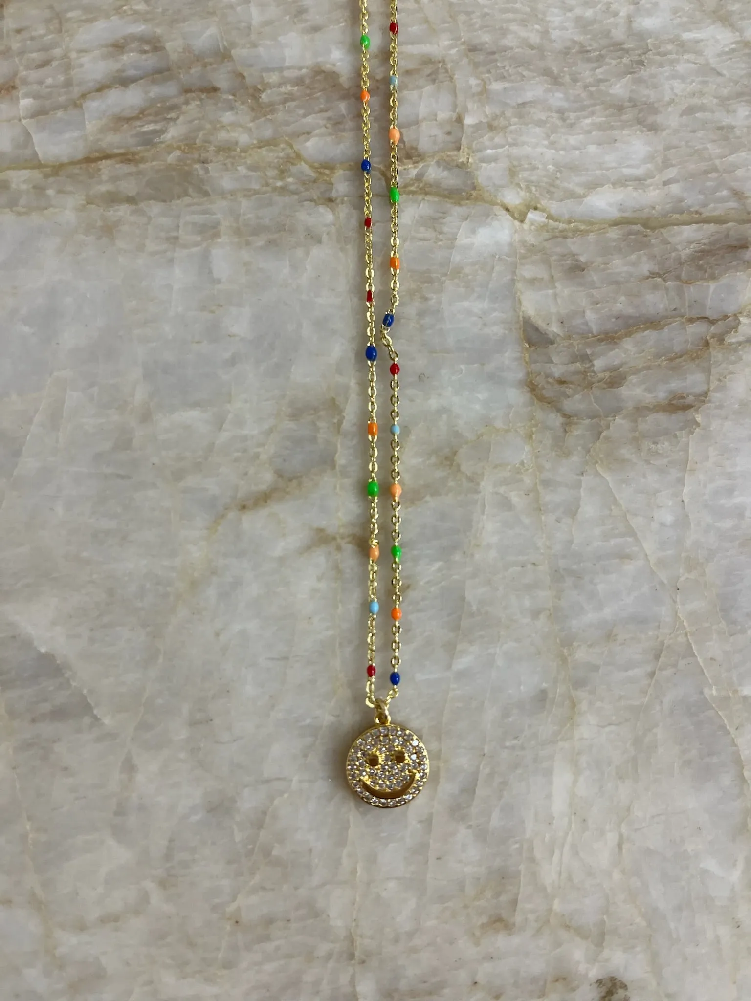 Pavé Smiley Enamel Chain