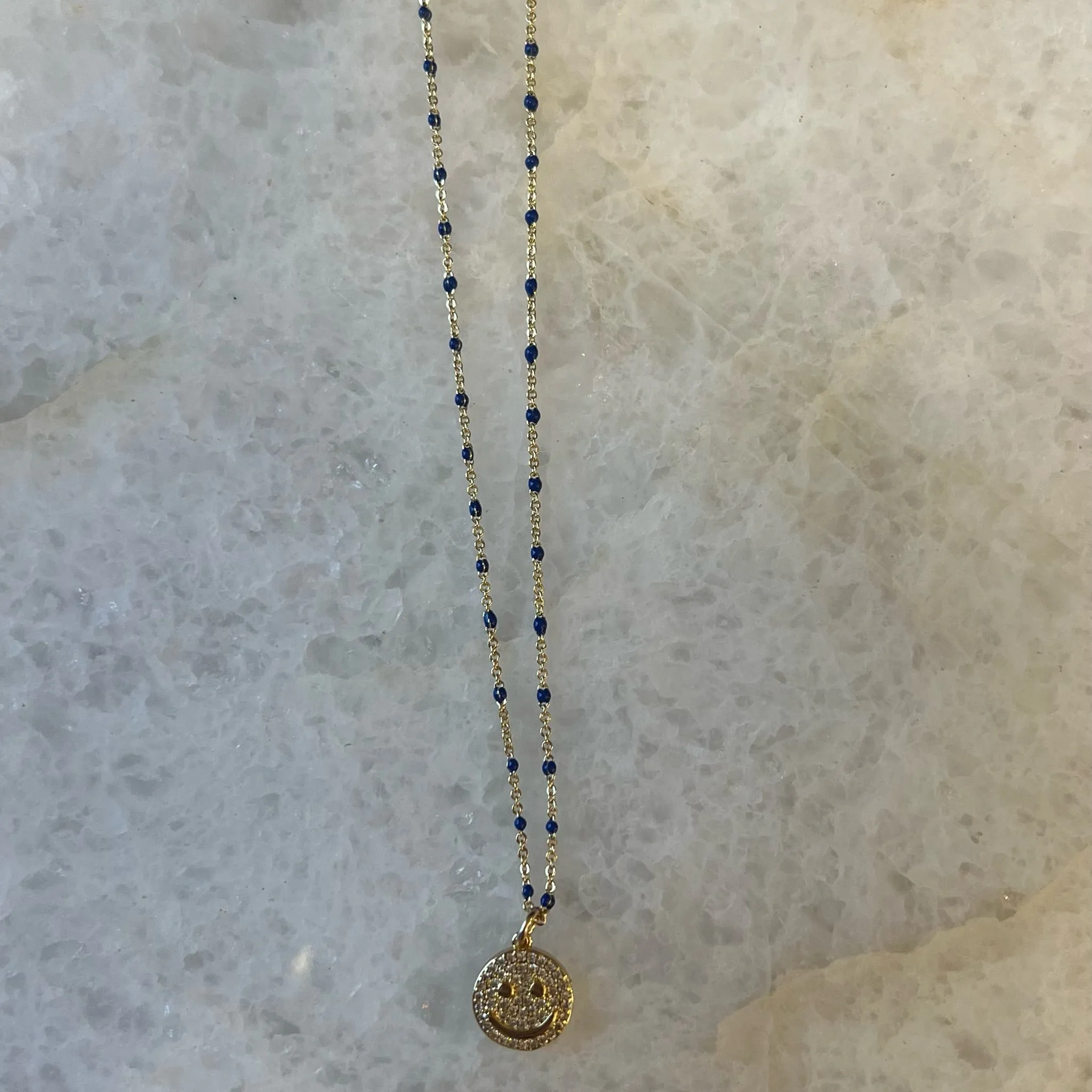 Pavé Smiley Enamel Chain