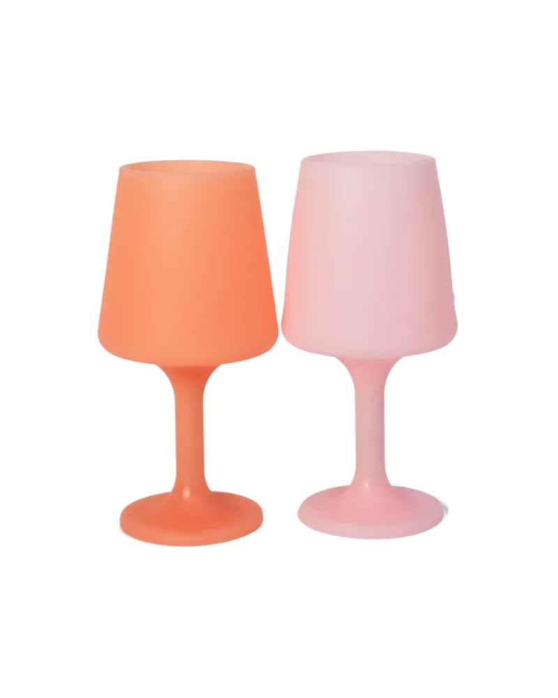 Peach   Petal Silicone Unbreakable Wine Glasses - Set of 2