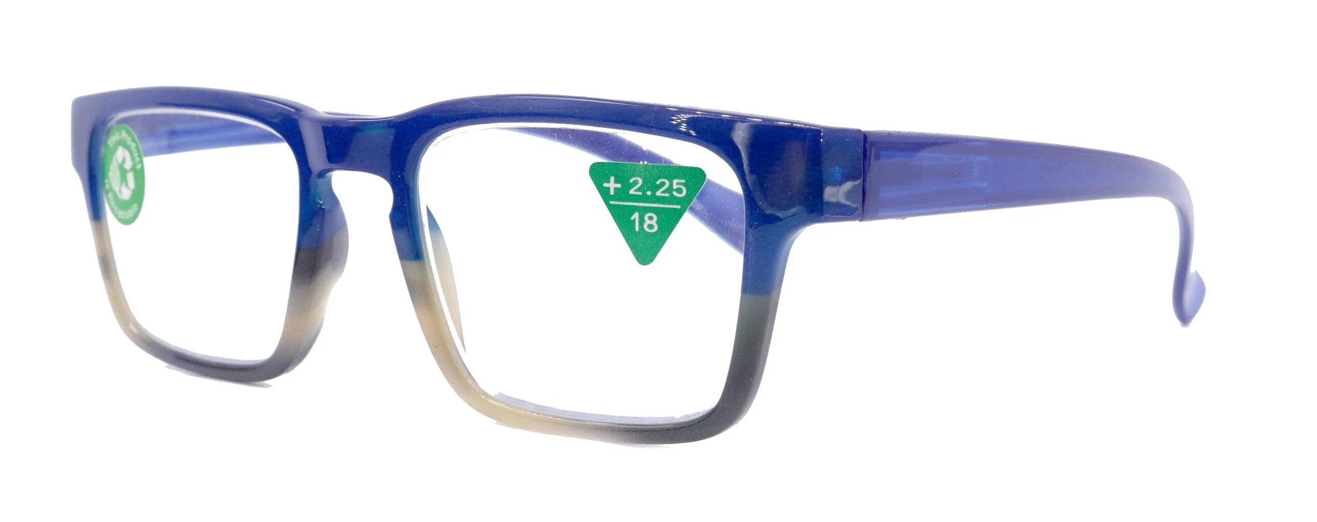 Piper, (Premium) Reading Glasses, High End Fashion Reader, 1.25 to  3 Magnifiers, (Blue, Tan, Brown) Stripes Square Frame. NY Fifth Avenue