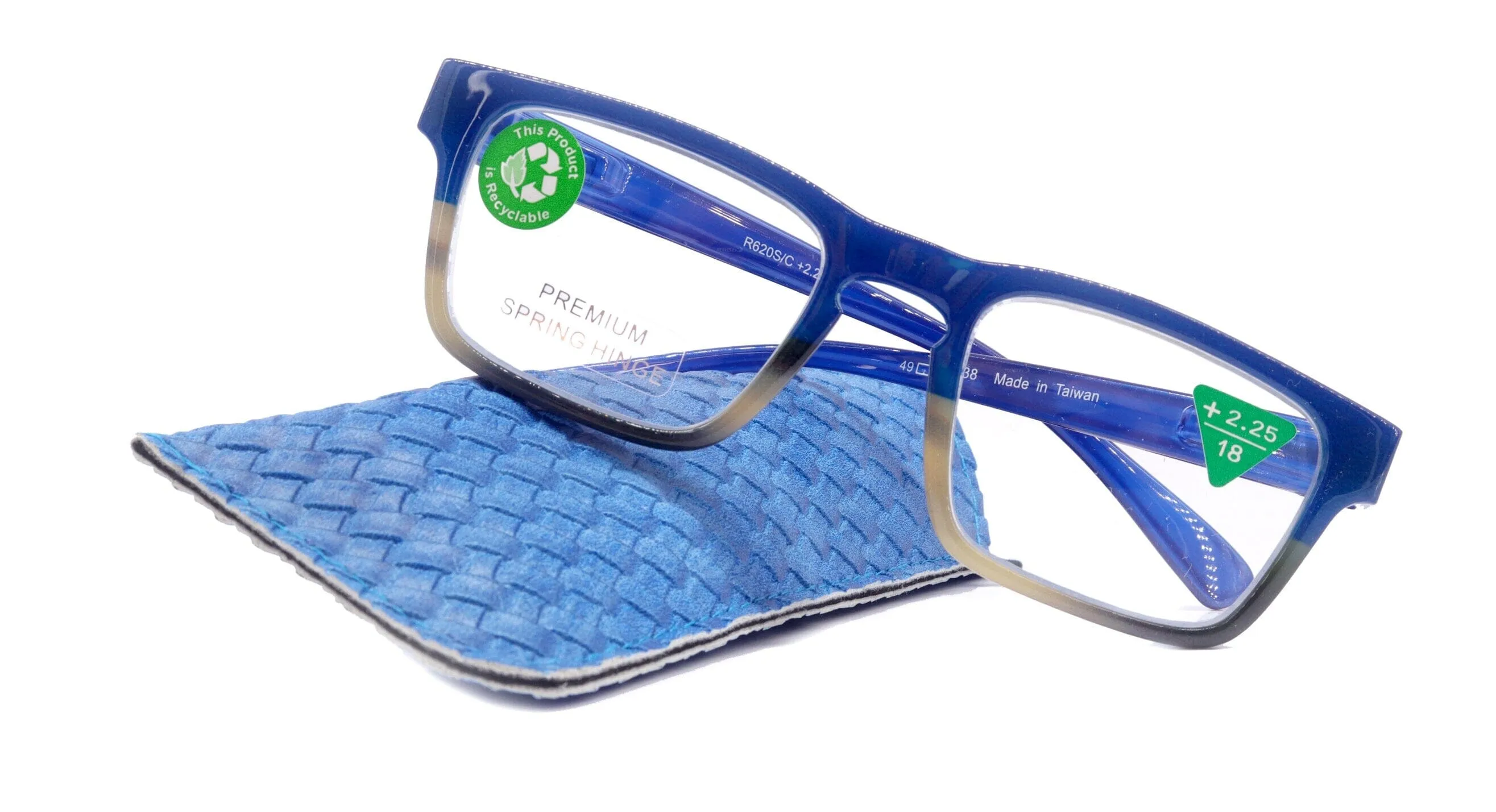Piper, (Premium) Reading Glasses, High End Fashion Reader, 1.25 to  3 Magnifiers, (Blue, Tan, Brown) Stripes Square Frame. NY Fifth Avenue