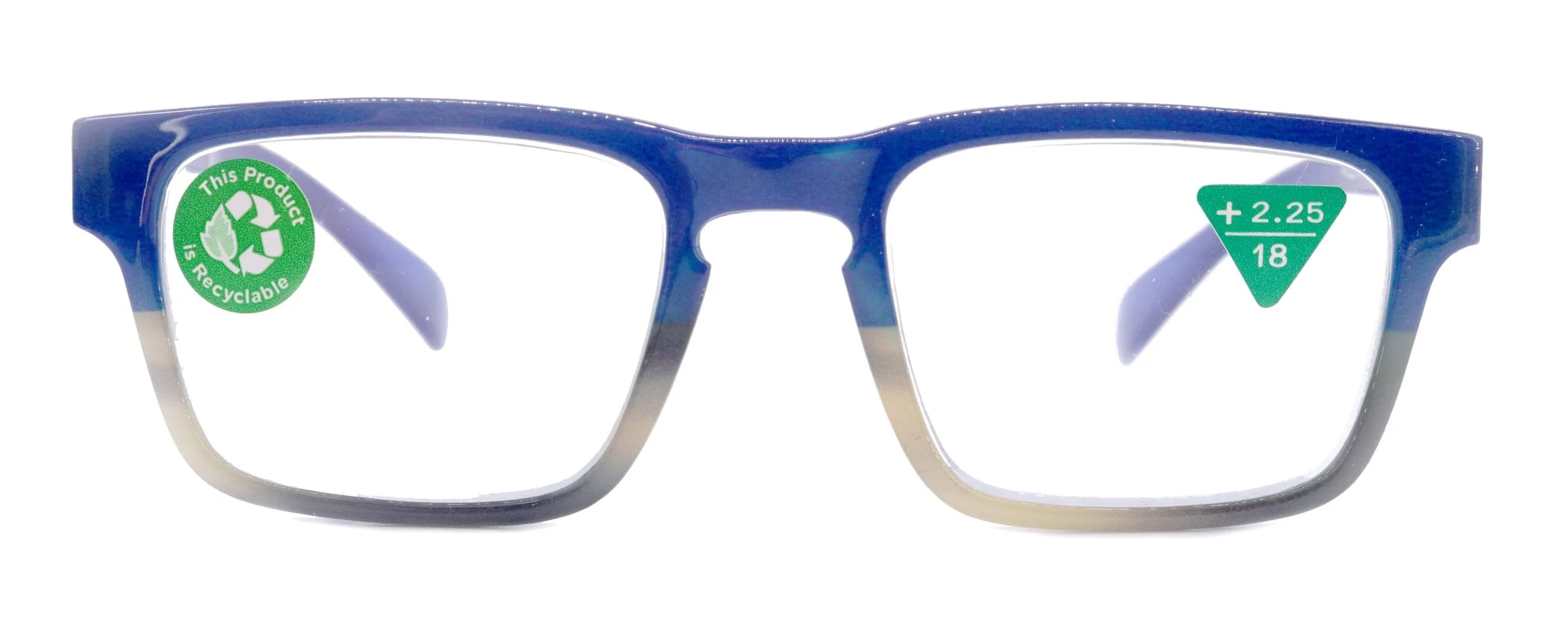 Piper, (Premium) Reading Glasses, High End Fashion Reader, 1.25 to  3 Magnifiers, (Blue, Tan, Brown) Stripes Square Frame. NY Fifth Avenue