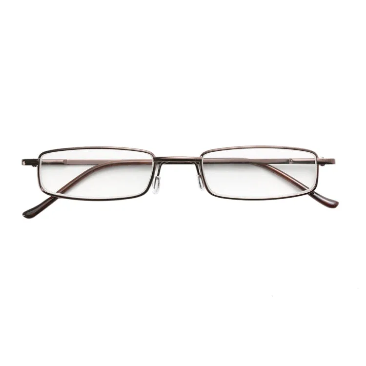 Reading Glasses Metal Spring Foot Portable Presbyopic Glasses with Tube Case  1.00D(Red)